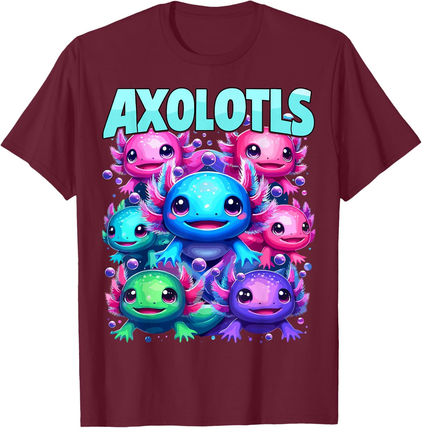 Axolotl Kawaii Funny Axolotls Animals T-Shirt - T-Shirt | Maroon