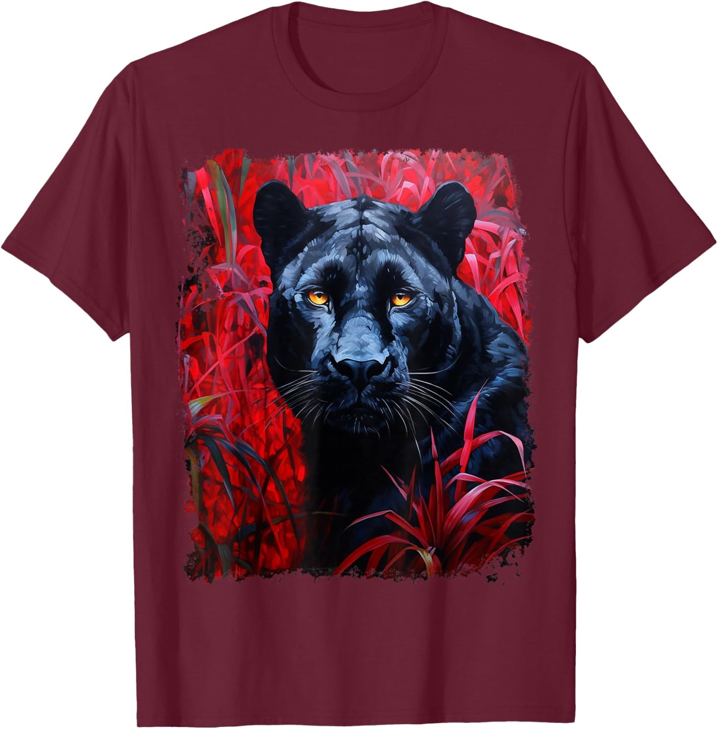 Pop Art Red Panther Black T-Shirt - T-Shirt | Maroon