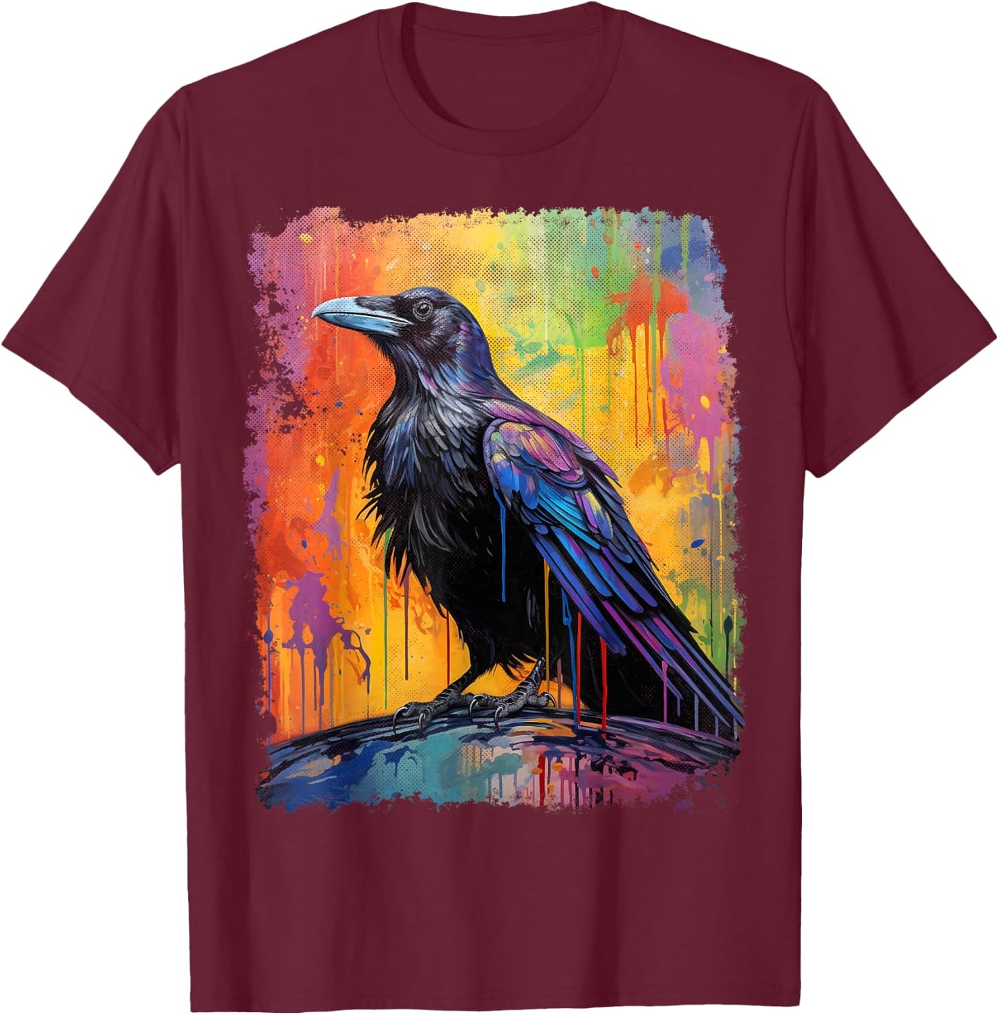 A Crow Graphic Rainbow T-Shirt - T-Shirt | Maroon