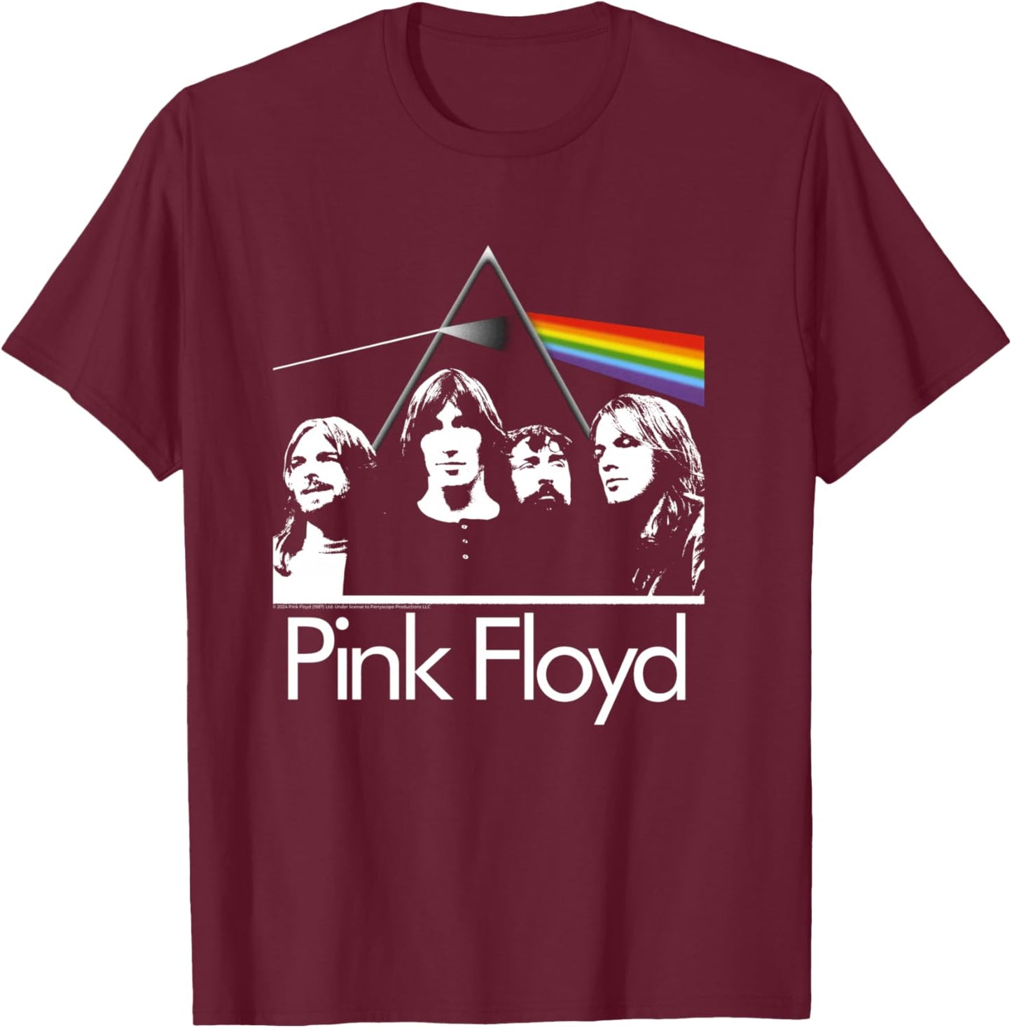 Pink Floyd Photo Prism Rock Band Music , Black, S T-Shirt - T-Shirt | Maroon