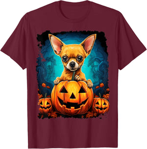 Pop Art Dog Chihuahua Halloween Women Kids T-Shirt - T-Shirt | Maroon
