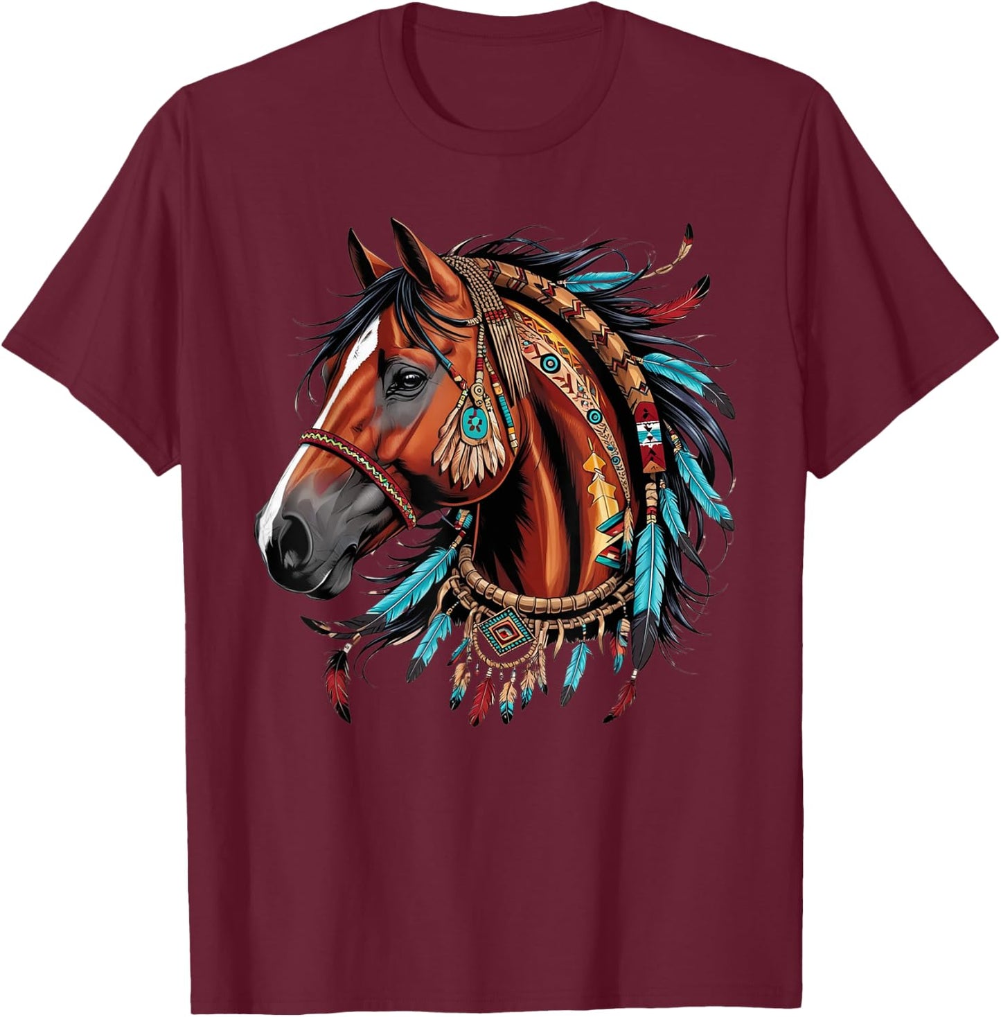 Horse Native American Indigenous Heritage indian Pride T-Shirt - T-Shirt | Maroon