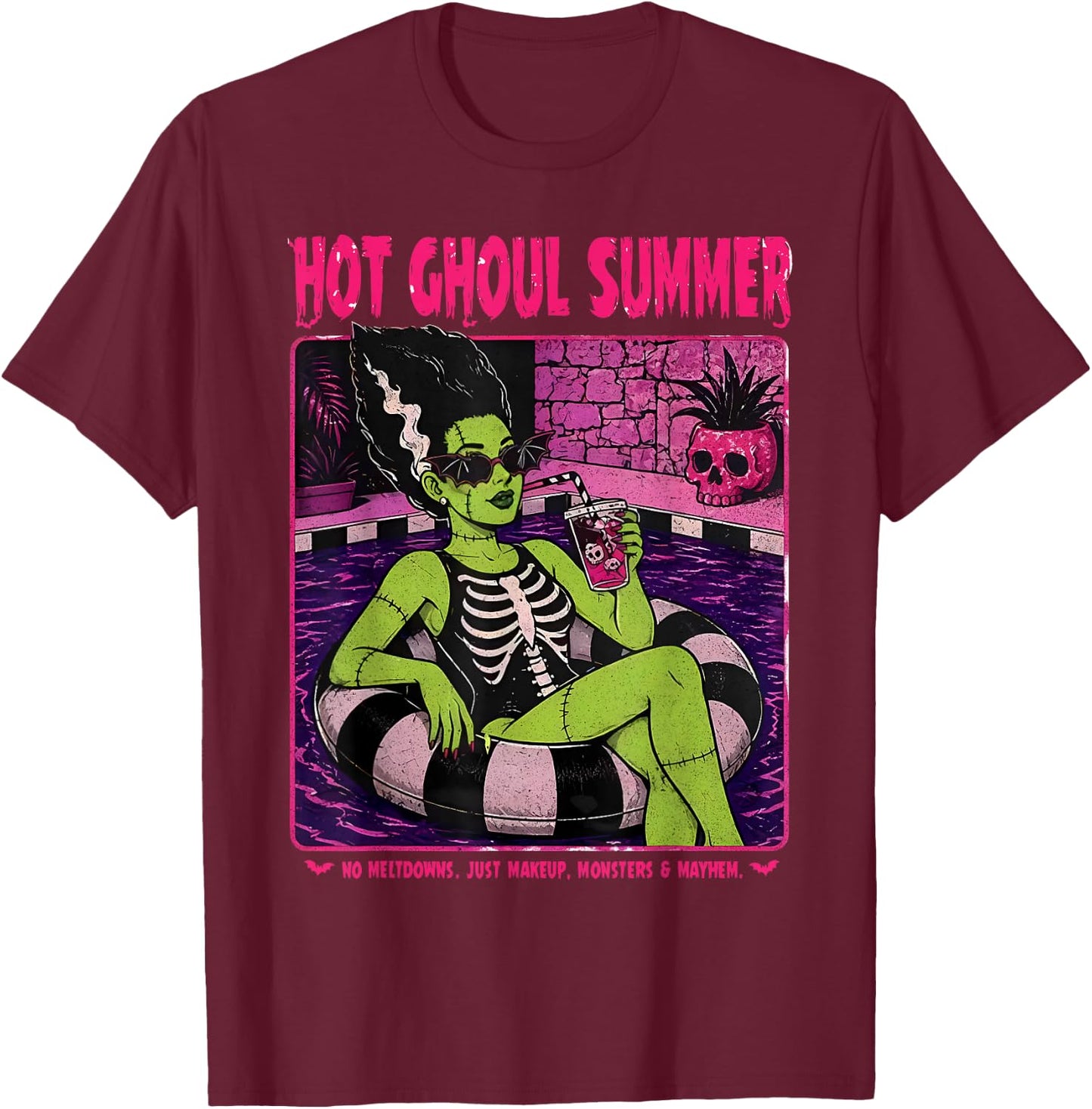 Retro Funny The Bride Frankenstein Monster Hot Ghoul Summer T-Shirt - T-Shirt | Maroon