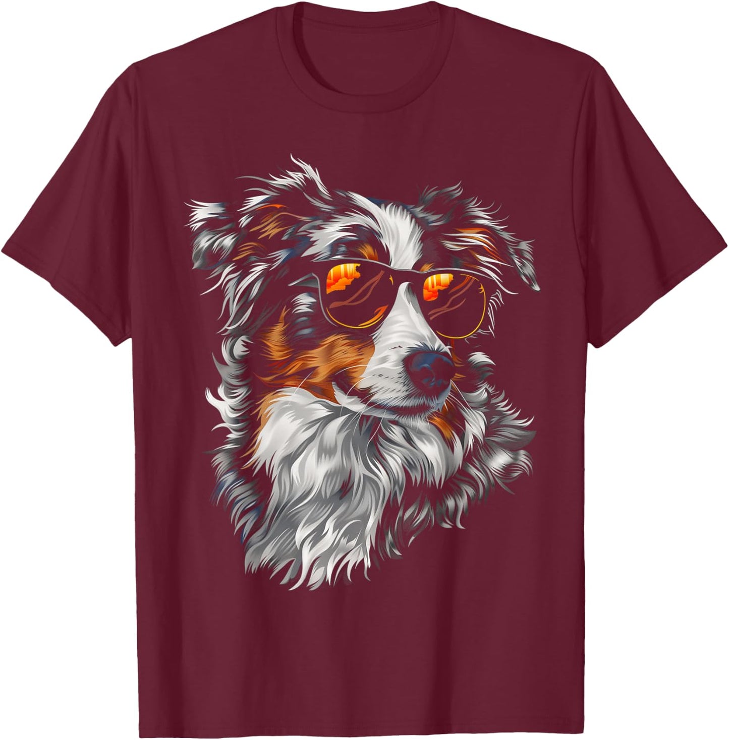 Australian Shepherd Sunglasses Funny Dog Mom Dad T-Shirt - T-Shirt | Maroon