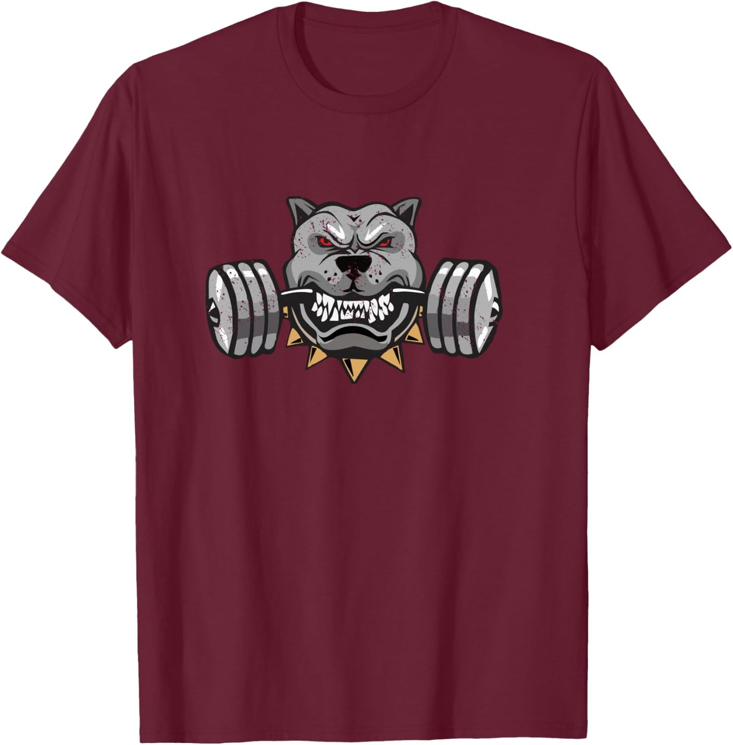 Pitbull Weightlifting, Pitbull Lover, Dog Dad T-Shirt - T-Shirt | Maroon