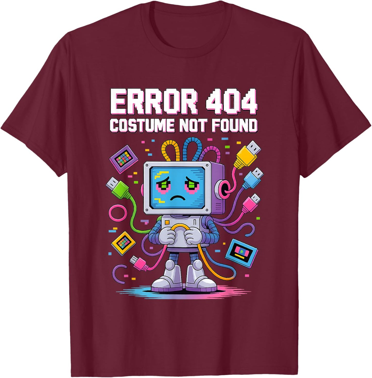 Mistake 404 Costume Not Found Funny Geek Halloween Matching T-Shirt - T-Shirt | Maroon