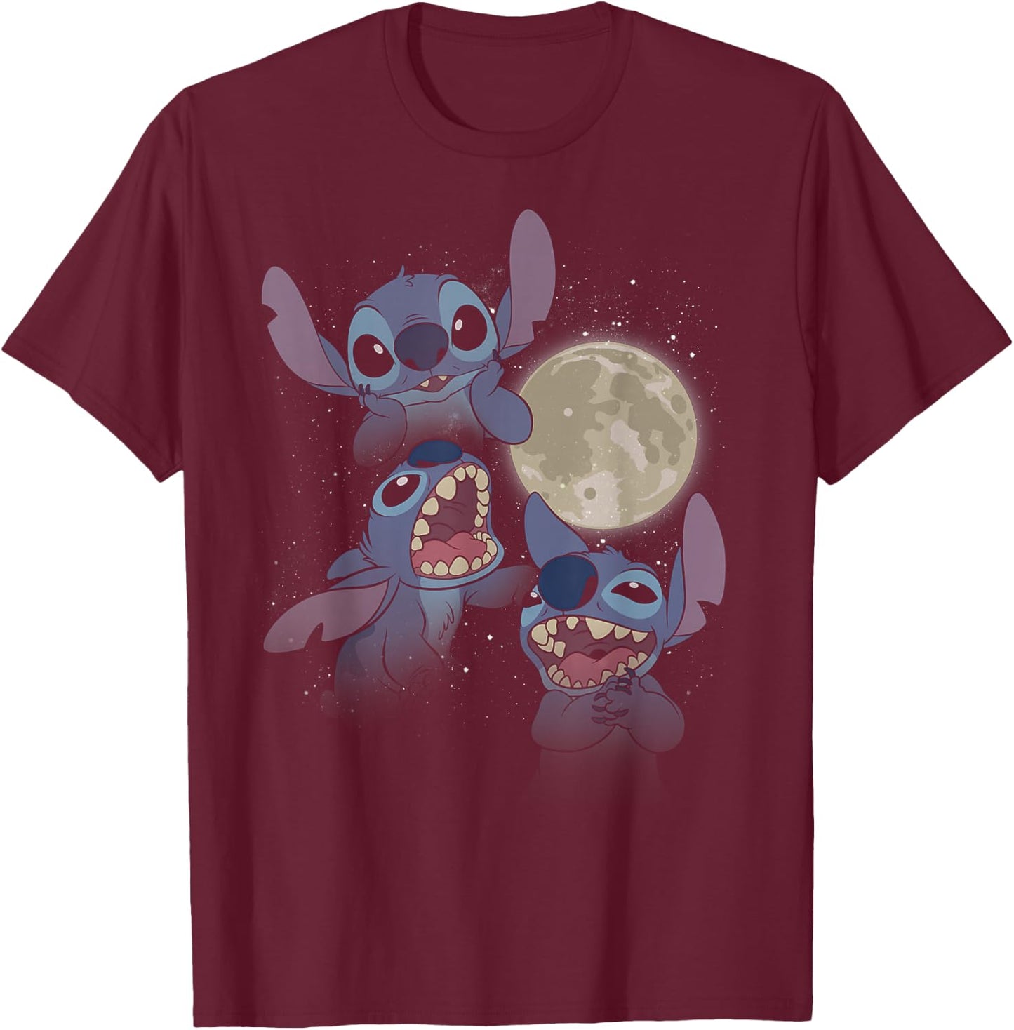 Disney Lilo & Stitch Moonlight Collage T-Shirt - T-Shirt | Maroon