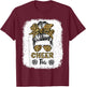 Cheer Tia Leopard Messy Bun Cheerleader Bleached T-Shirt - T-Shirt | Maroon