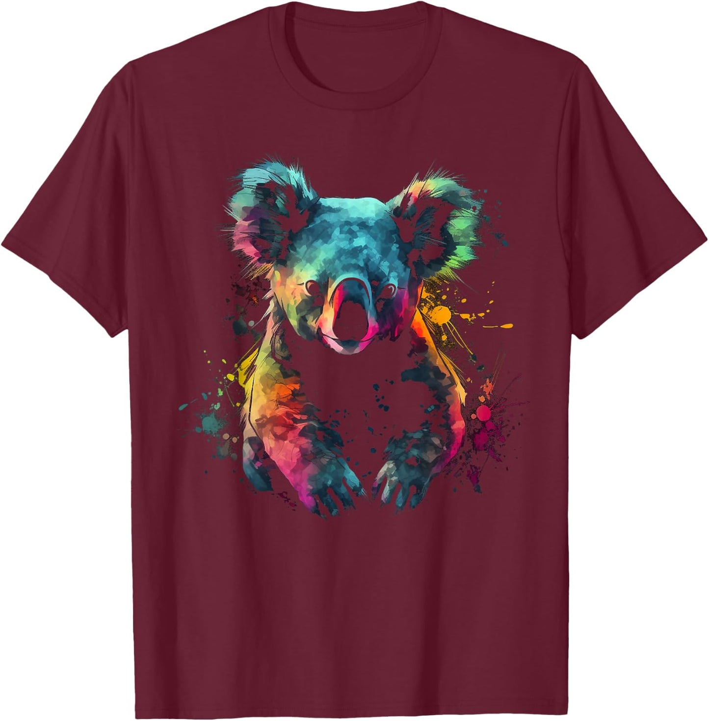 Koala Bunt Kunstwerk - Tiermotiv Kunst Tier Koala T-Shirt - T-Shirt | Maroon