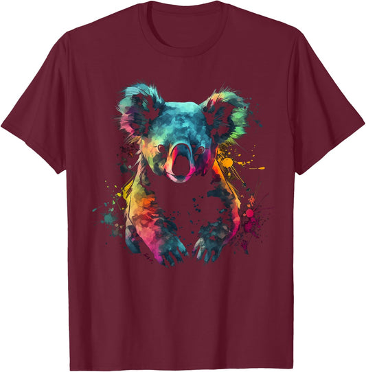Koala Bunt Kunstwerk - Tiermotiv Kunst Tier Koala T-Shirt - T-Shirt | Maroon