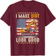 I Make Dirt Look Good Excavator American Flag Construction T-Shirt - T-Shirt | Maroon
