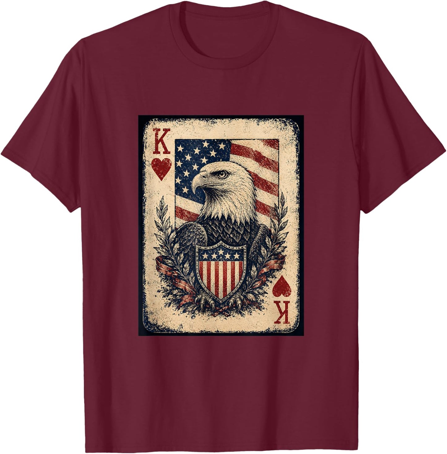 America USA 250 Years Classic Playing Card T-Shirt - T-Shirt | Maroon