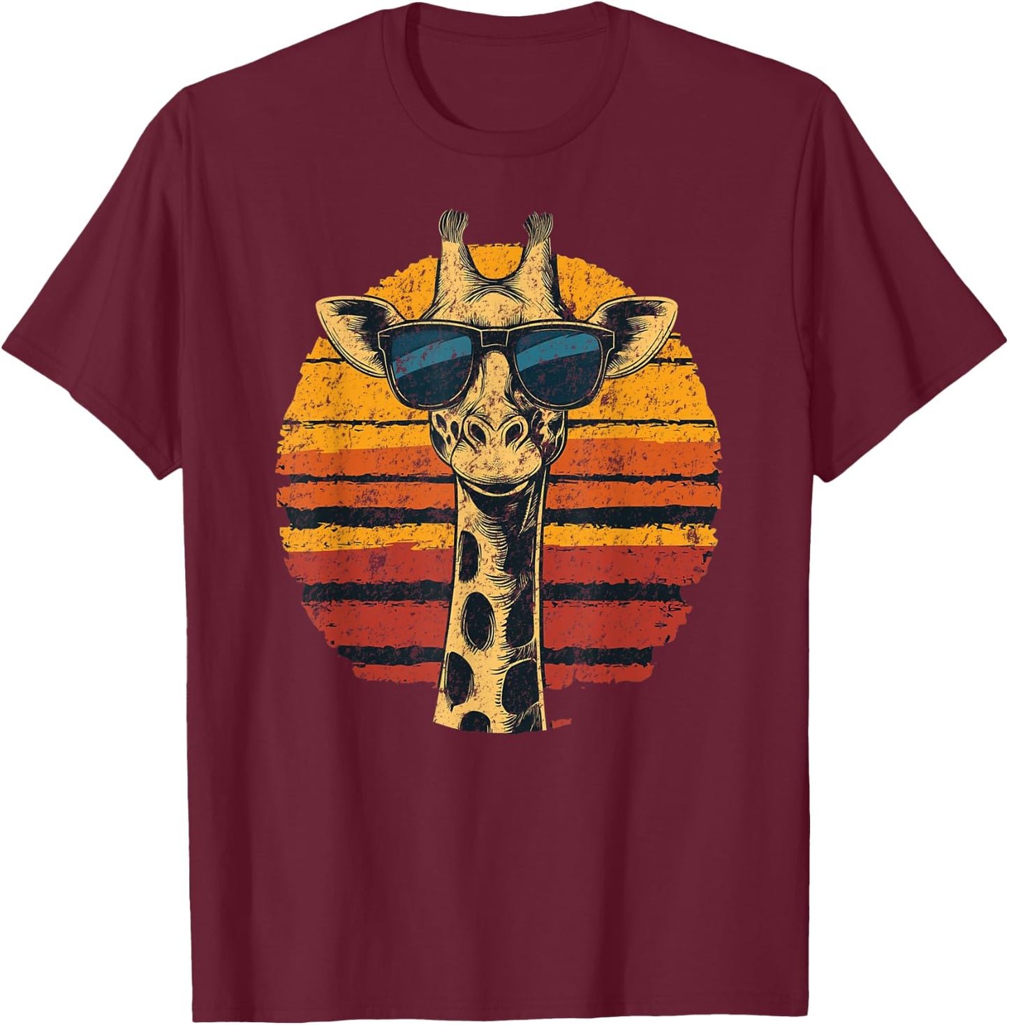 Giraffe Vintage Sunglasses Funny T-Shirt - T-Shirt | Maroon