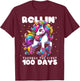 100 Days of School Girls Teacher 100th Day Unicorn Outfit T-Shirt - T-Shirt | Maroon