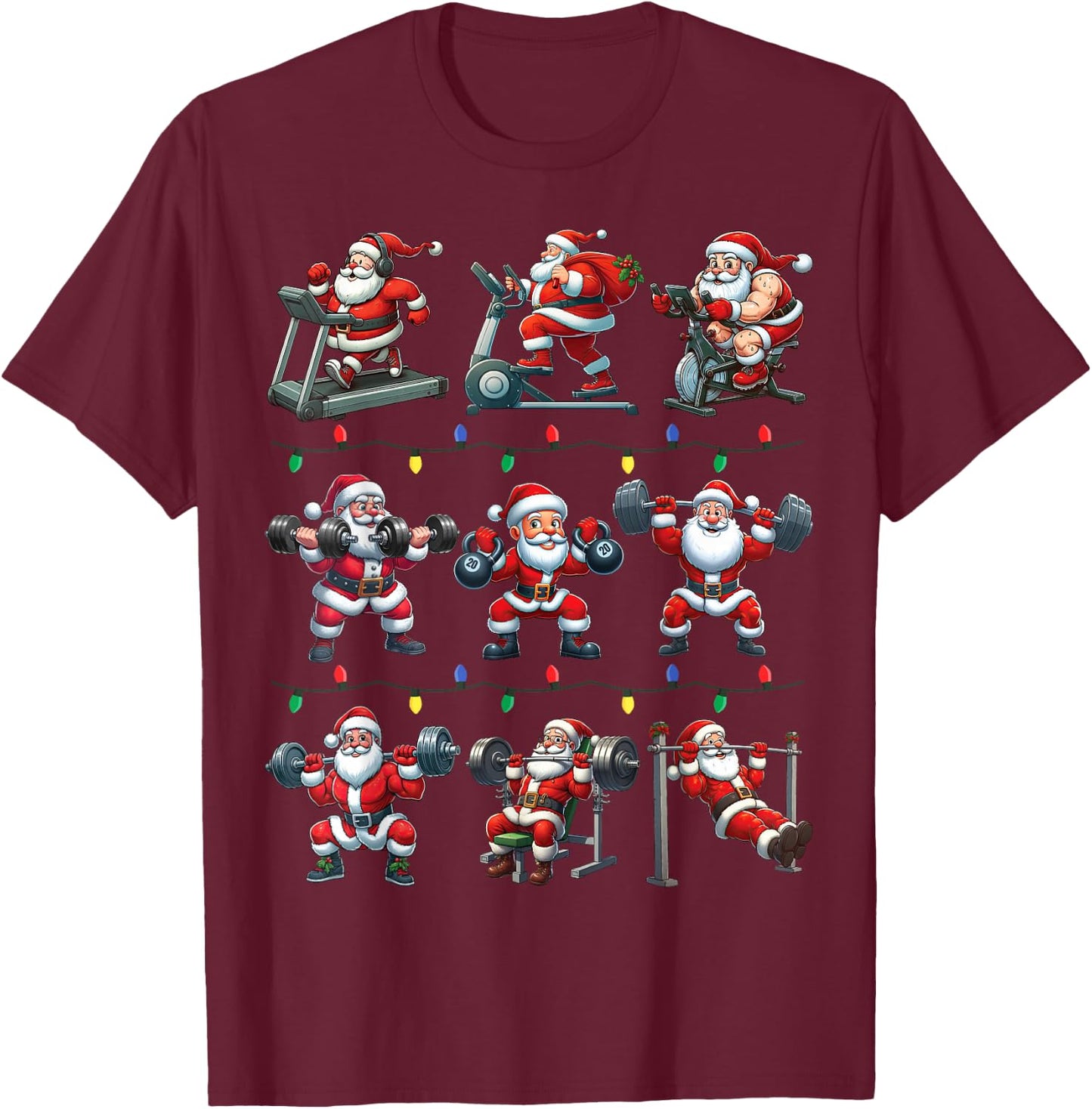 Santa Fitness Collection Gym Workout Weightlifting Christmas T-Shirt - T-Shirt | Maroon