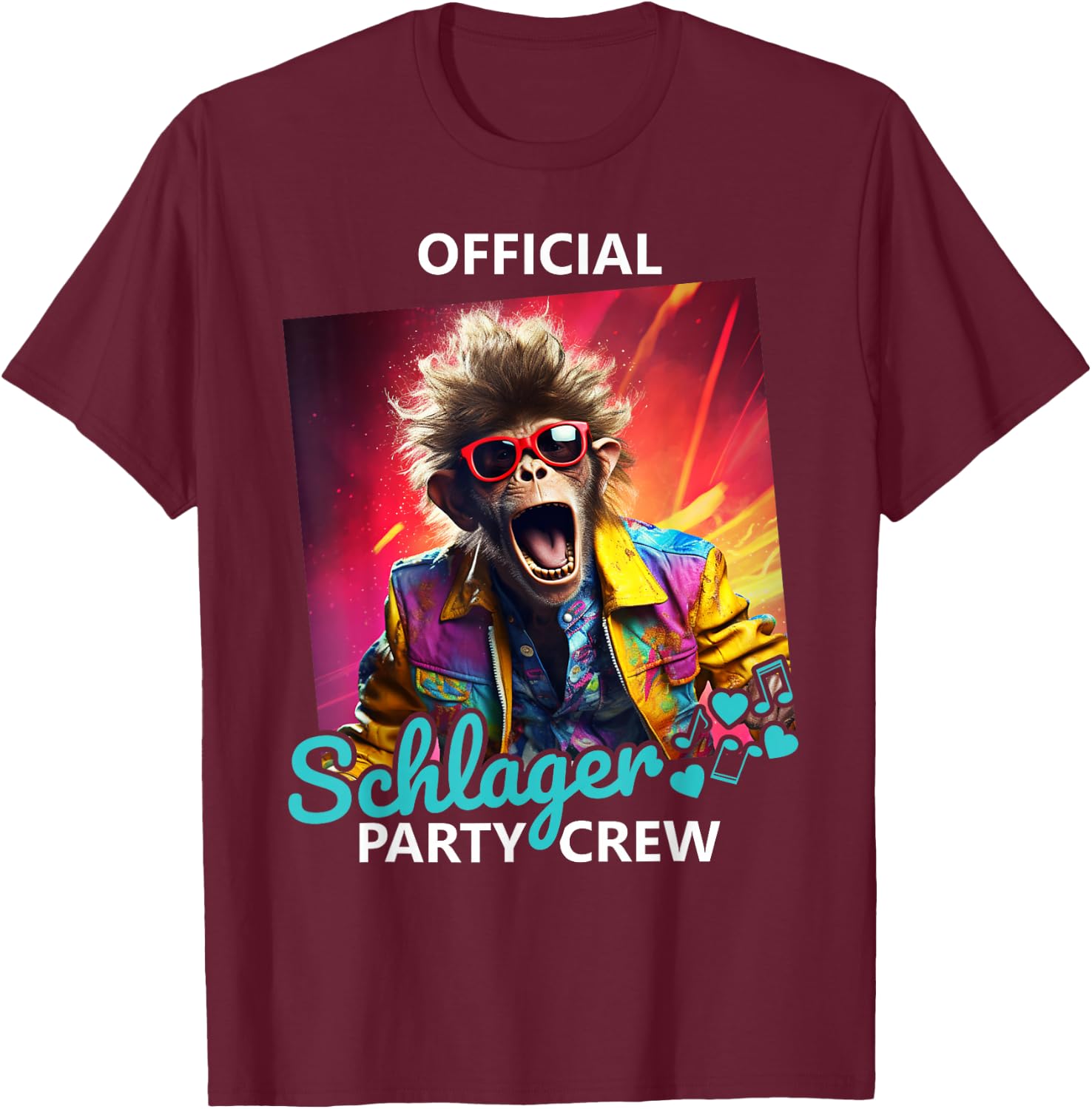 PARTY HASE Outfits für Party und Kneipentour Official Schlager Party Crew T-Shirt - T-Shirt | Maroon