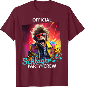 PARTY HASE Outfits für Party und Kneipentour Official Schlager Party Crew T-Shirt - T-Shirt | Maroon