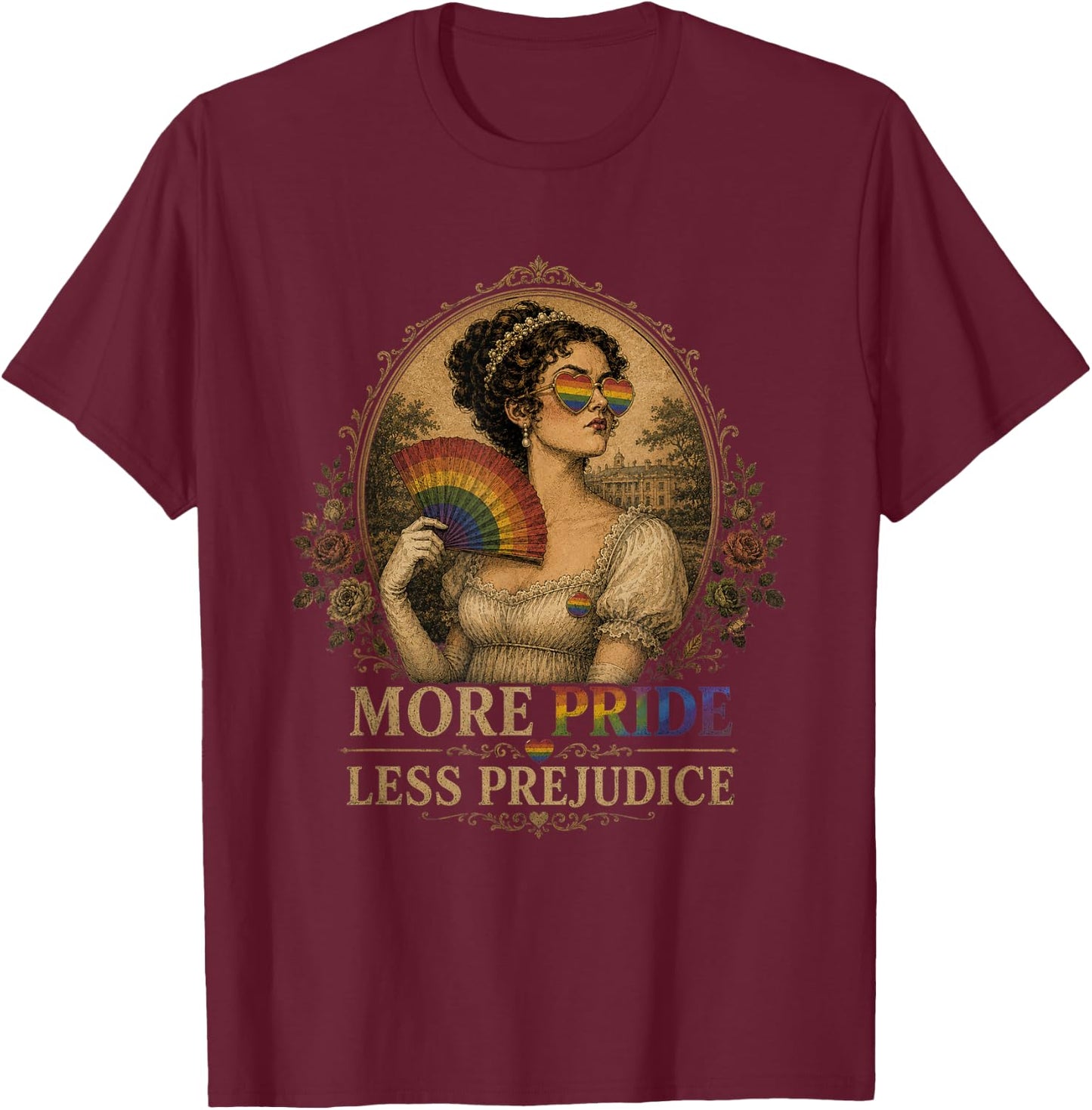 More Pride Less Prejudice Pride Month LGBTQ Meme Face T-Shirt - T-Shirt | Maroon