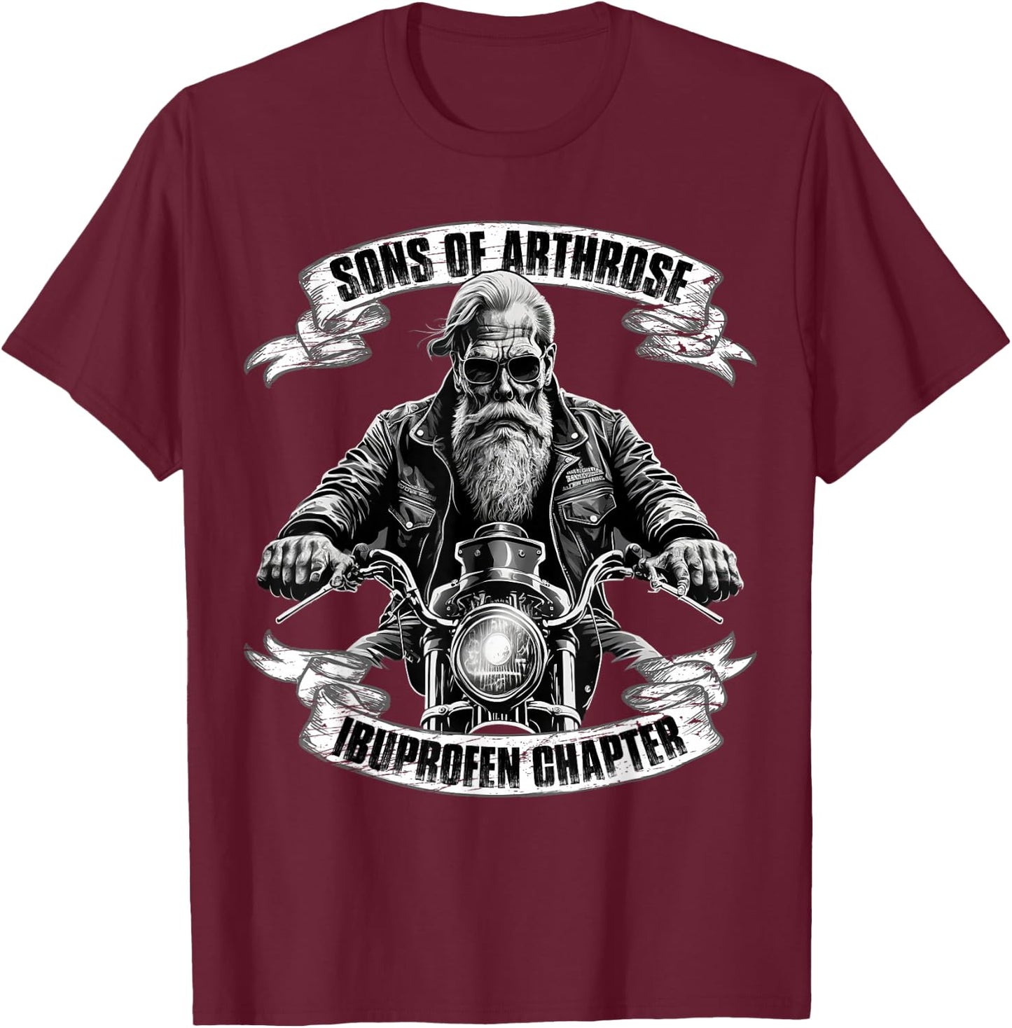 Men's Sons of Arthrose - Ibuprofen Chapter Biker Motorcycle , black T-Shirt - T-Shirt | Maroon
