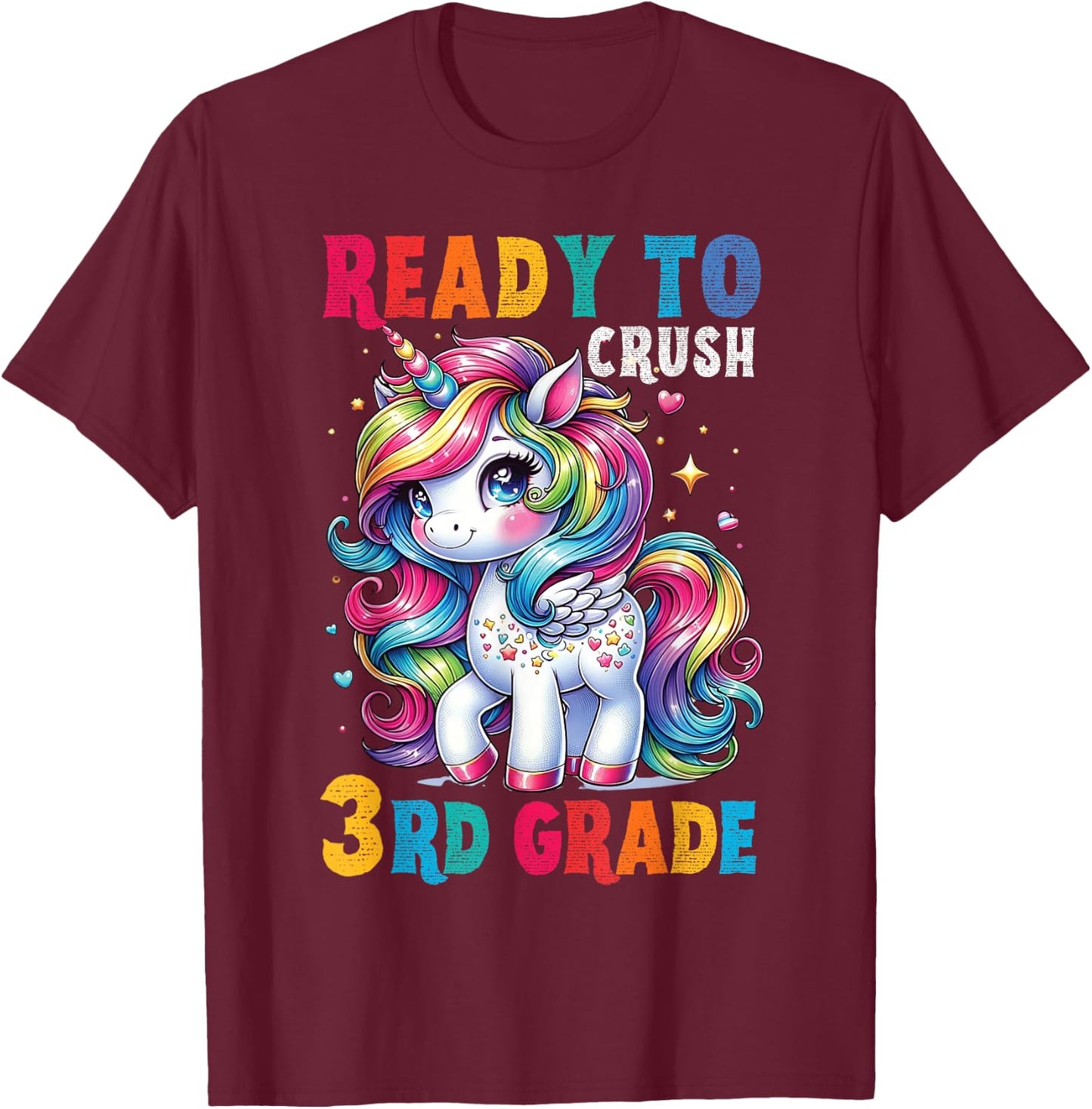 Student Unicorn Ready back to School crush 3rd grade Girls T-Shirt - T-Shirt | Maroon