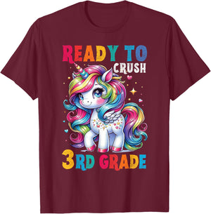 Student Unicorn Ready back to School crush 3rd grade Girls T-Shirt - T-Shirt | Maroon