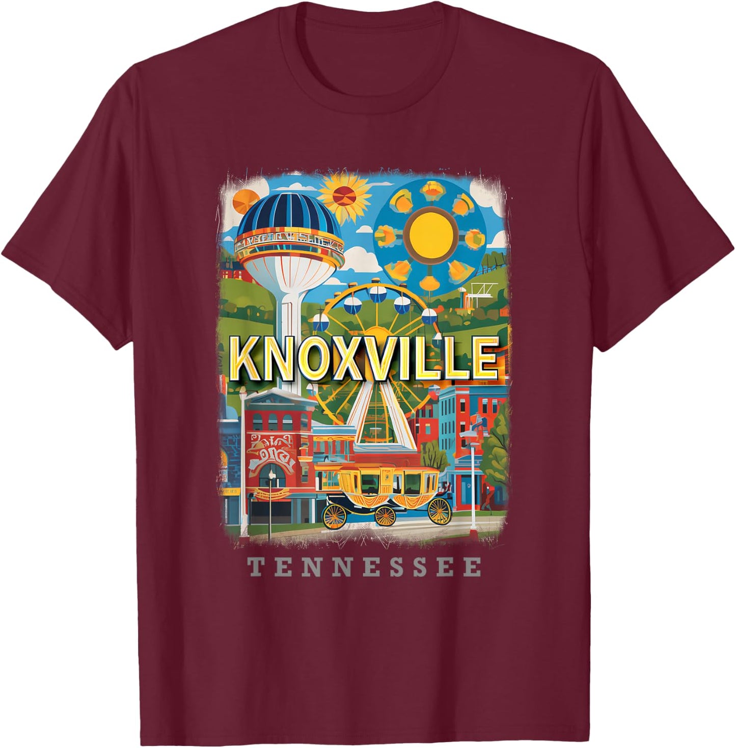 Knoxville Tennessee TN Historic Downtown SD136 T-Shirt - T-Shirt | Maroon
