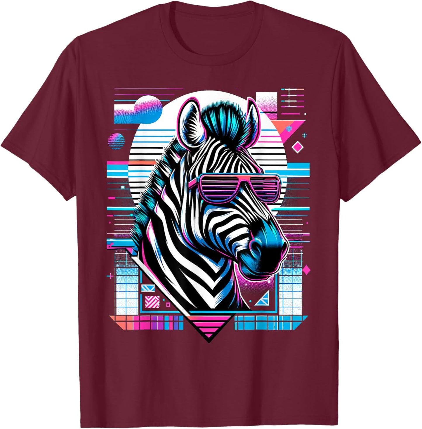 Men's Women's and Children's Vintage Retro Zebra Lover , black T-Shirt - T-Shirt | Maroon