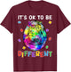 Autism Awareness Hippo Hippopotamus It's OK To Be Different T-Shirt - T-Shirt | Maroon