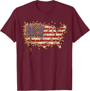 Honeycomb Honey Bees Beekeeper 4th of july American Flag T-Shirt - T-Shirt | Maroon