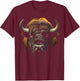 Portrait Of Bison Animal Zoo Art Bison , Black, S T-Shirt - T-Shirt | Maroon