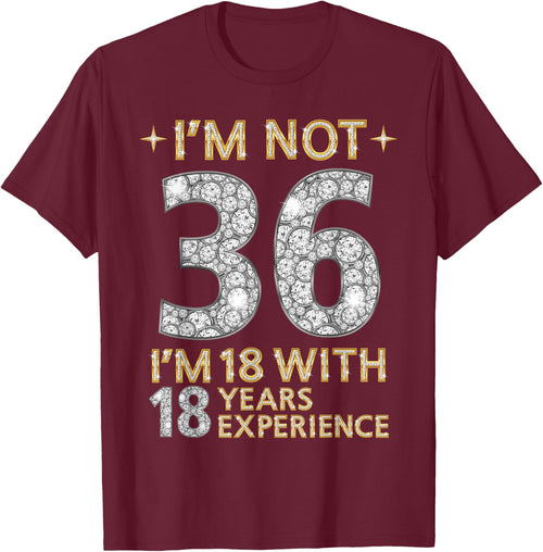 I'm Not 36 I'm 18 with 18 Years Experience Funny 36th b-day