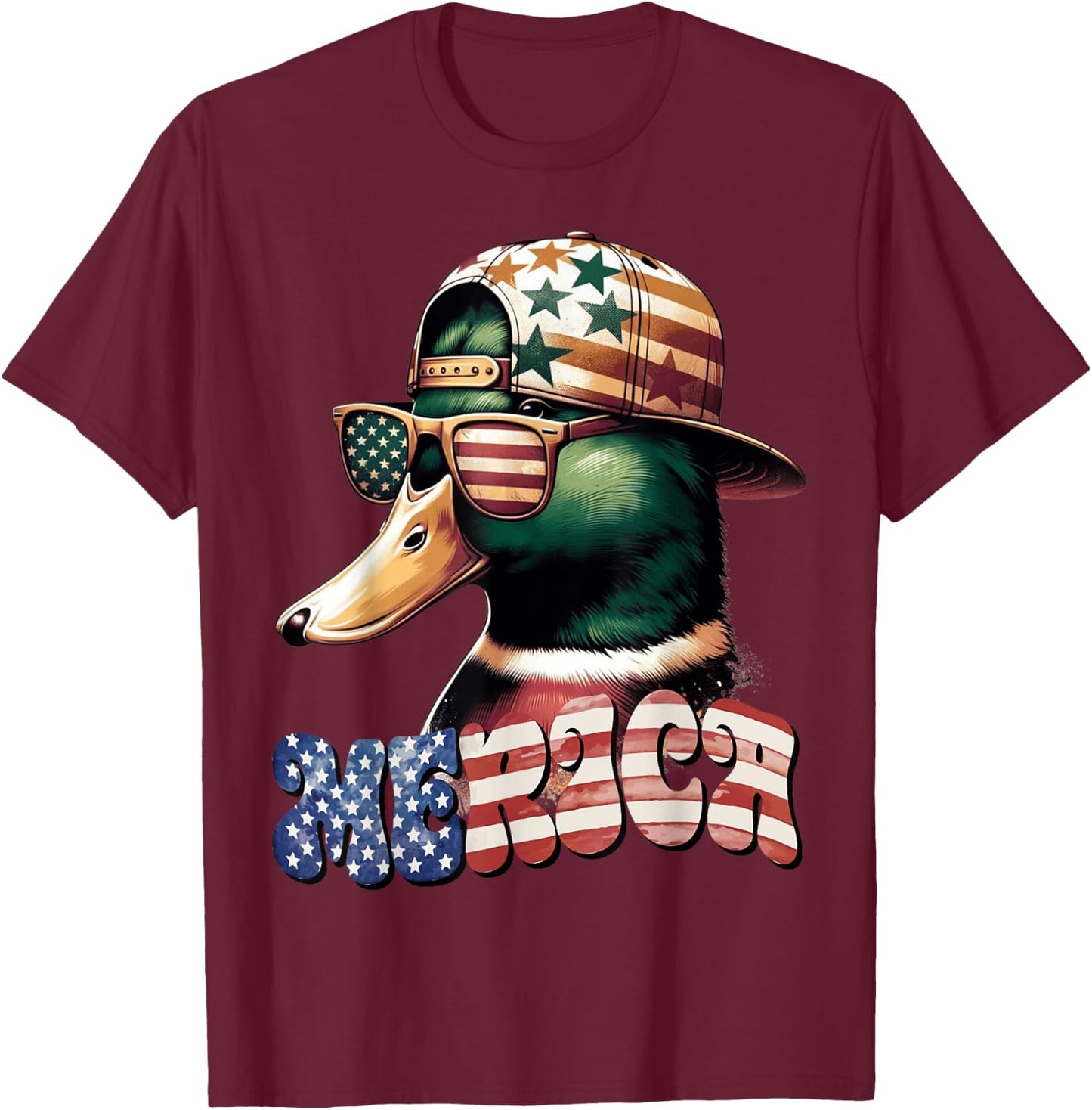 Funny America Duck 4th of July T-Shirt - T-Shirt | Maroon