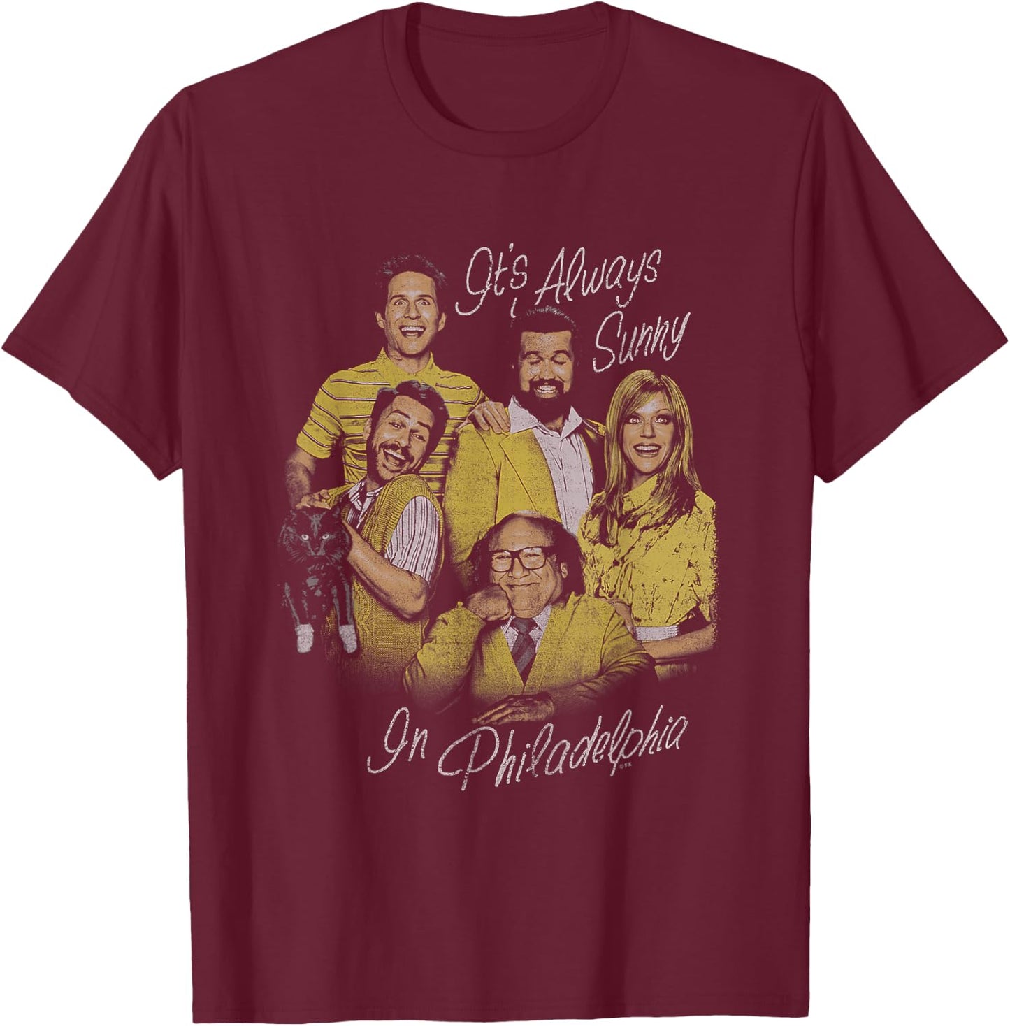 It's Always Sunny In Philadelphia The Gang's All Here T-Shirt - T-Shirt | Maroon