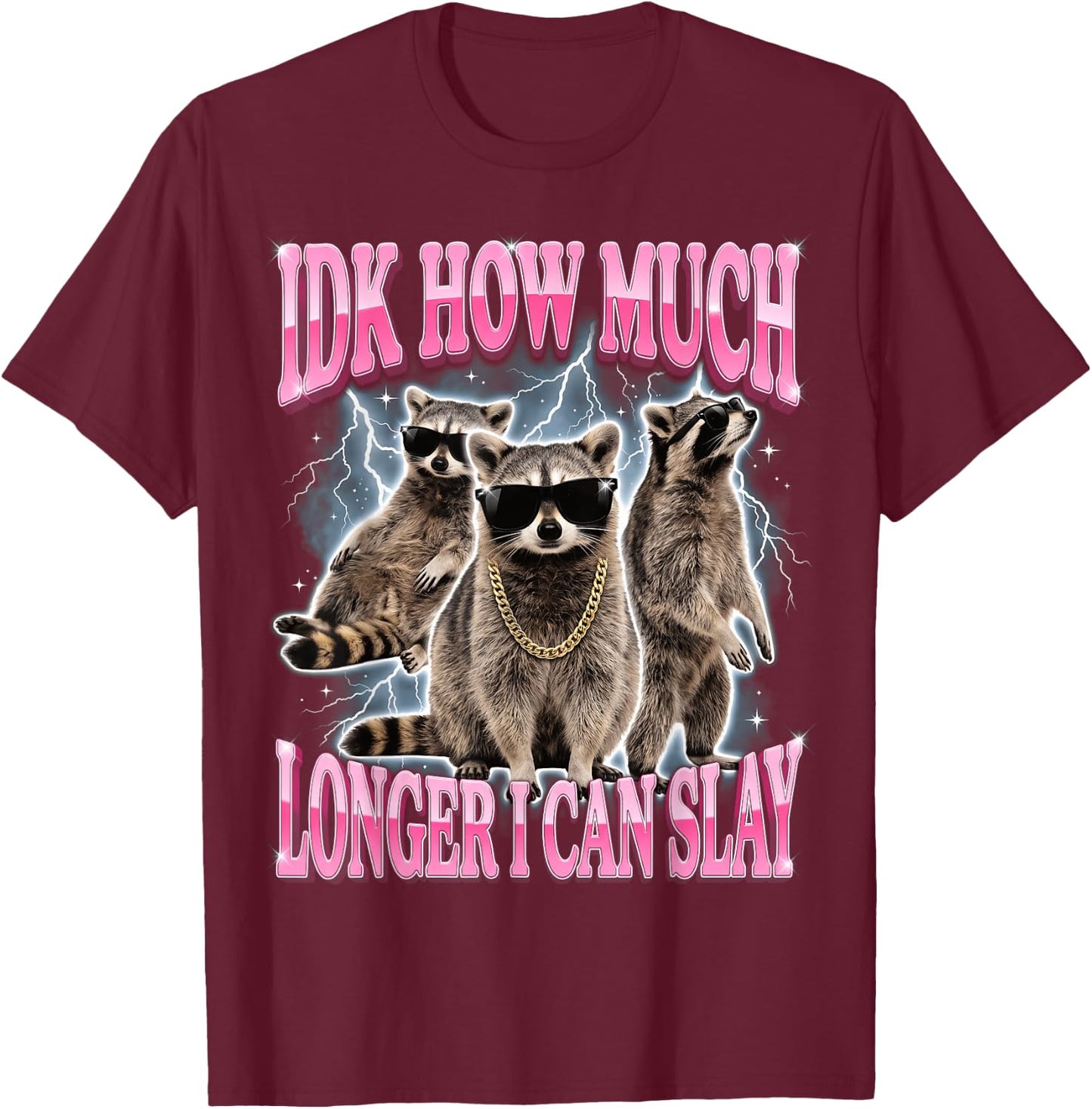 IDK How Much Longer I Can Slay Raccoon T-Shirt - T-Shirt | Maroon
