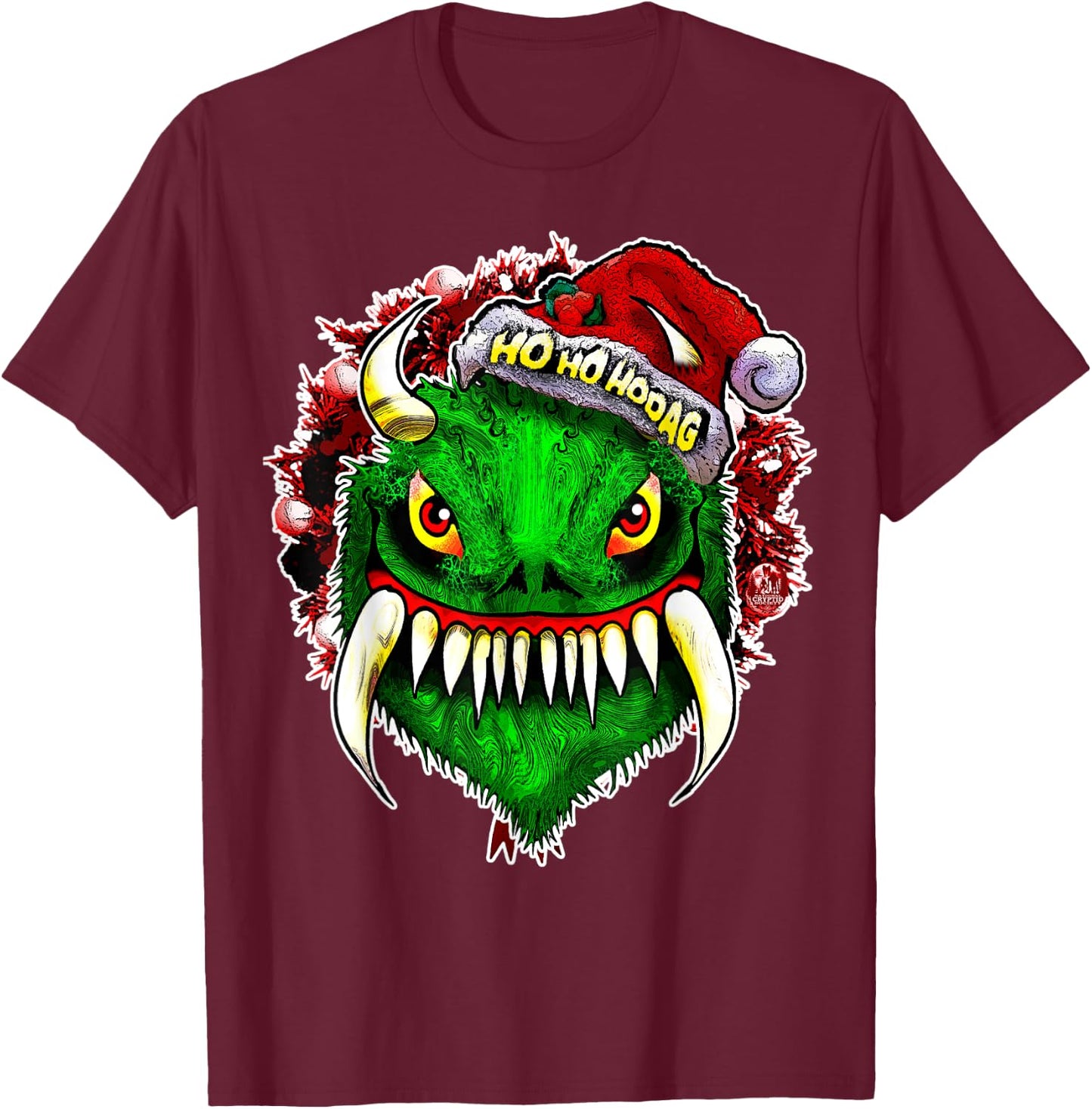 Funny Christmas Hodag Holiday Cryptid Monster Cryptozoology T-Shirt - T-Shirt | Maroon