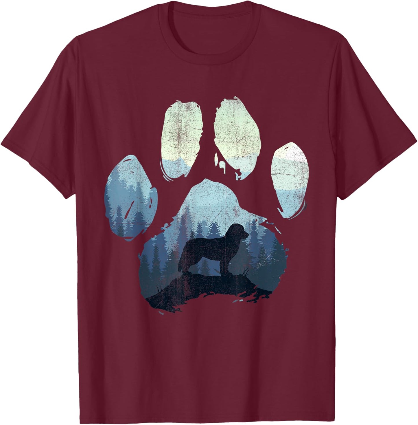 Bernese Mountain Dog Paw Mum Dad Mountains , black T-Shirt - T-Shirt | Maroon