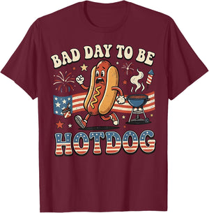 Bad Day to be a Hot Dog Funny BBQ Grilling 4th of July T-Shirt - T-Shirt | Maroon