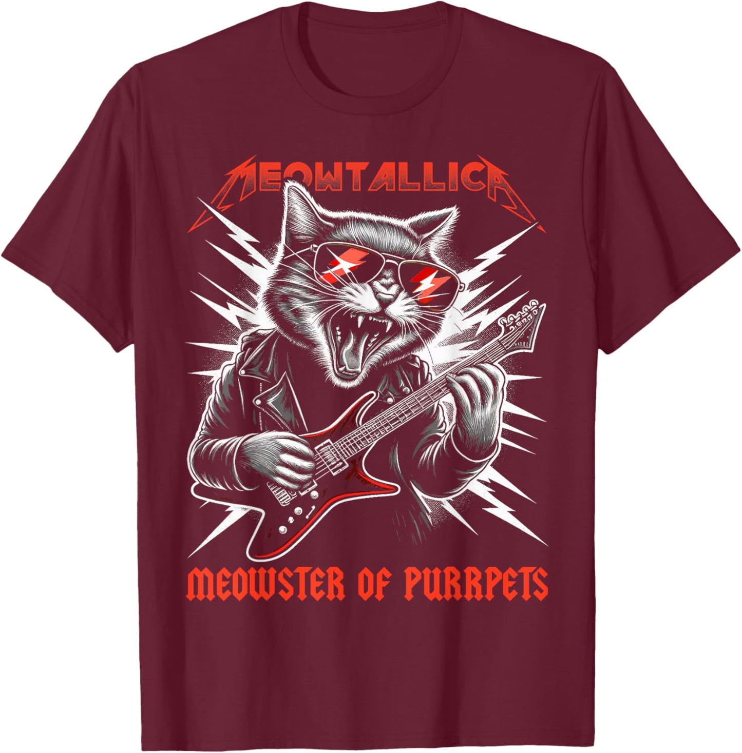 Meowtallica Meowster Of Purrpets – Chat amusant T-Shirt - T-Shirt | Maroon