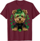 Green Yorkie shamrock on St Patricks Day Yorkshire Terrier T-Shirt - T-Shirt | Maroon