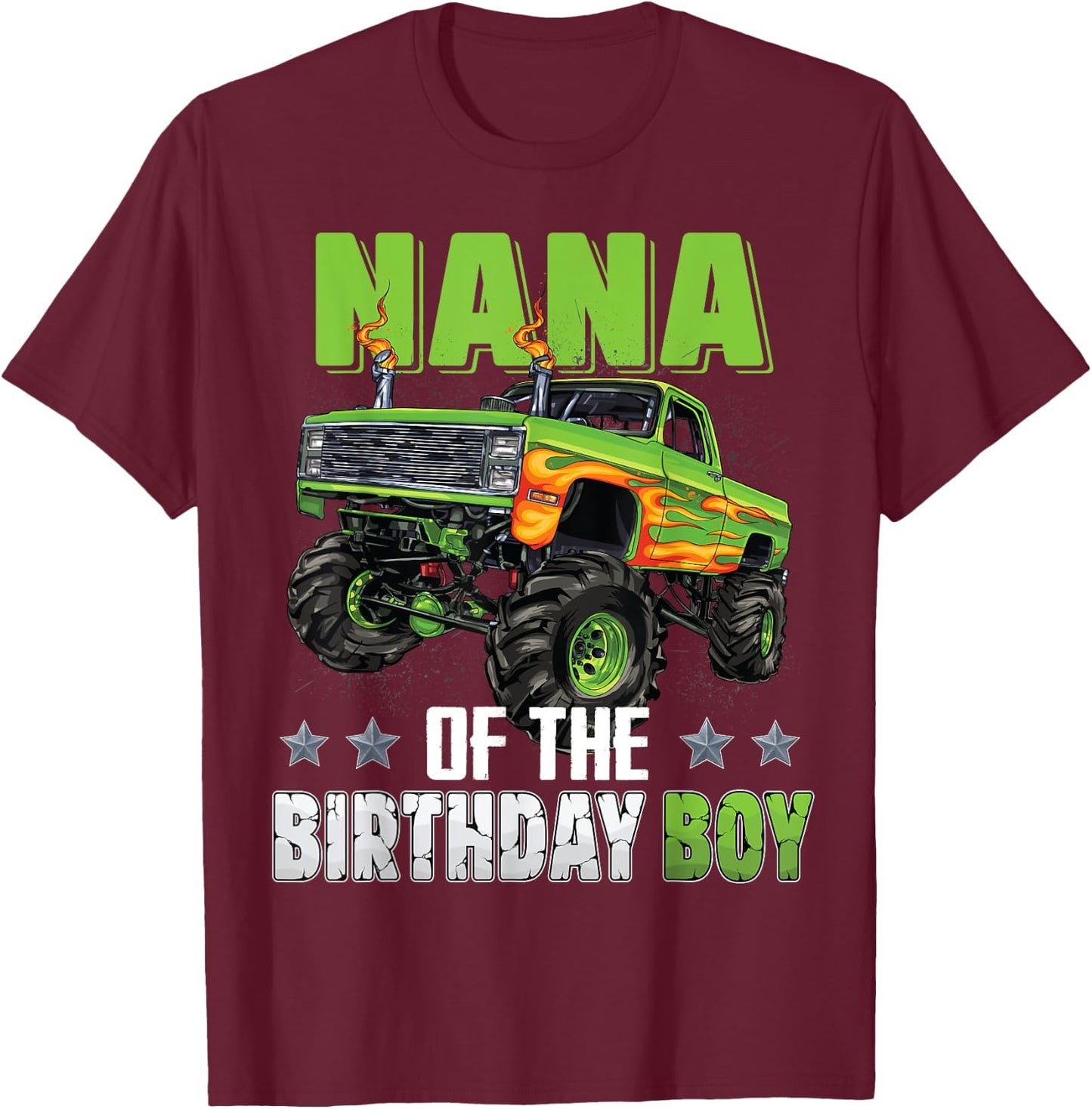 Nana of Birthday Boy Monster Truck Car Family Matching Mimi T-Shirt - T-Shirt | Maroon