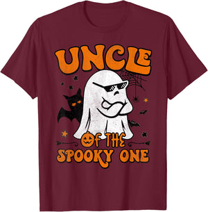 Uncle of the Spooky One Retro Matching Family Halloween T-Shirt - T-Shirt | Maroon