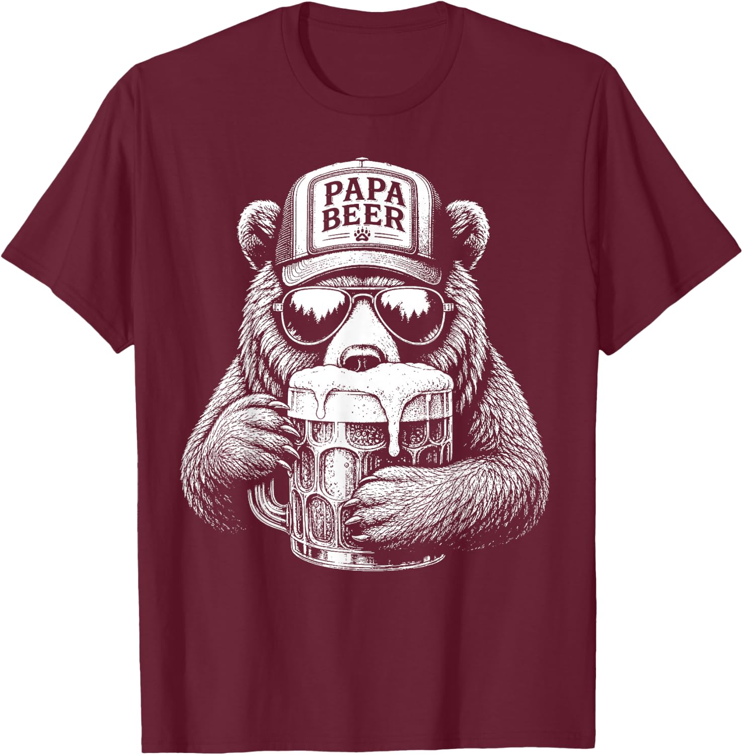 Papa Beer Vatertag Bester Papa Bier lustige Papa Geschenk T-Shirt - T-Shirt | Maroon