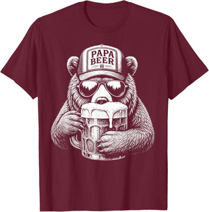 Papa Beer Vatertag Bester Papa Bier lustige Papa Geschenk T-Shirt - T-Shirt | Maroon
