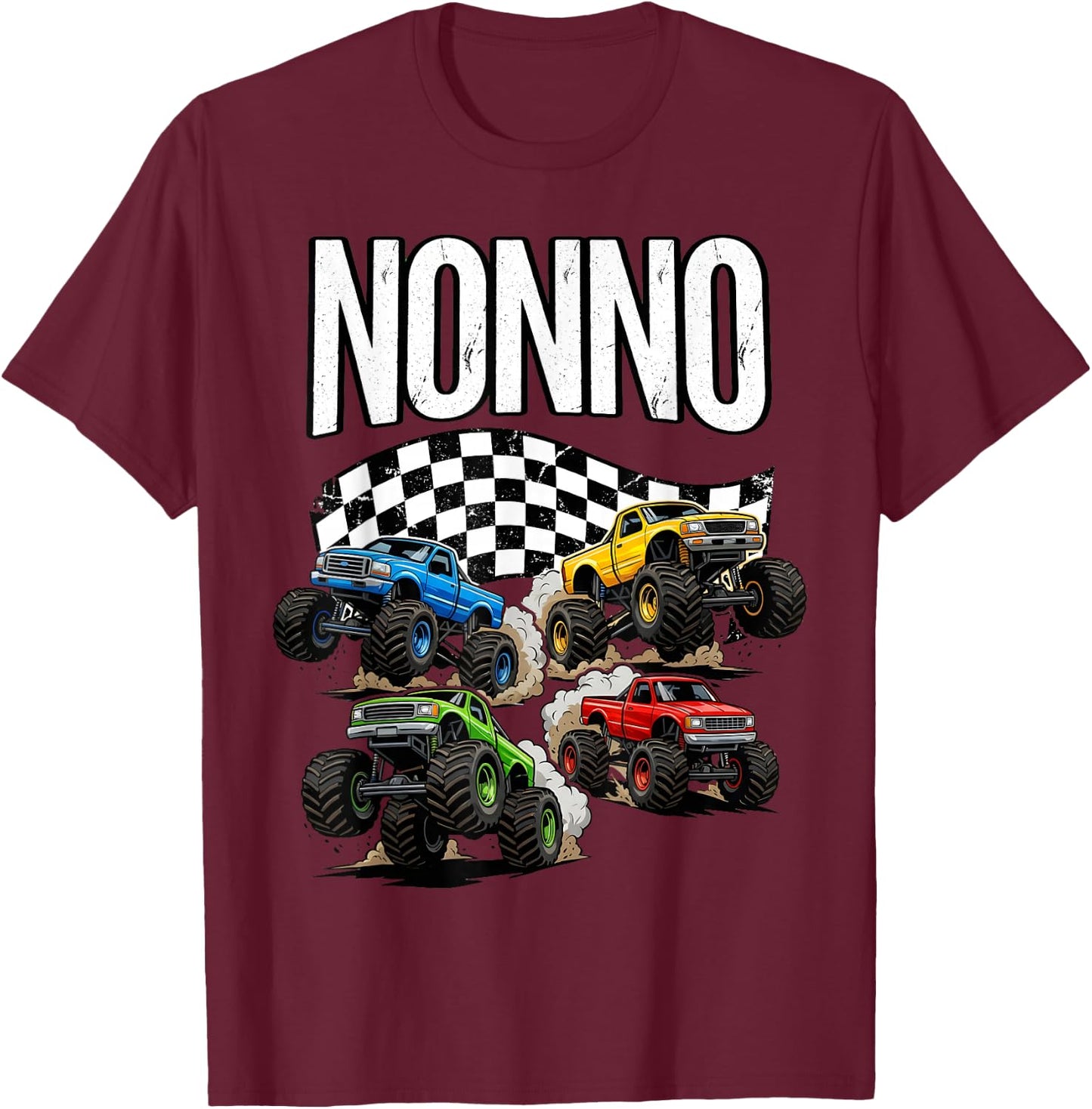 Monster Truck Nonno Grandpa Birthday Family Crew Matching T-Shirt - T-Shirt | Maroon