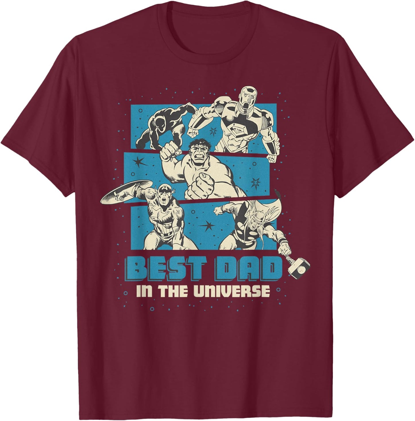 Marvel Avengers Father's Day Best Dad in The Universe T-Shirt - T-Shirt | Maroon
