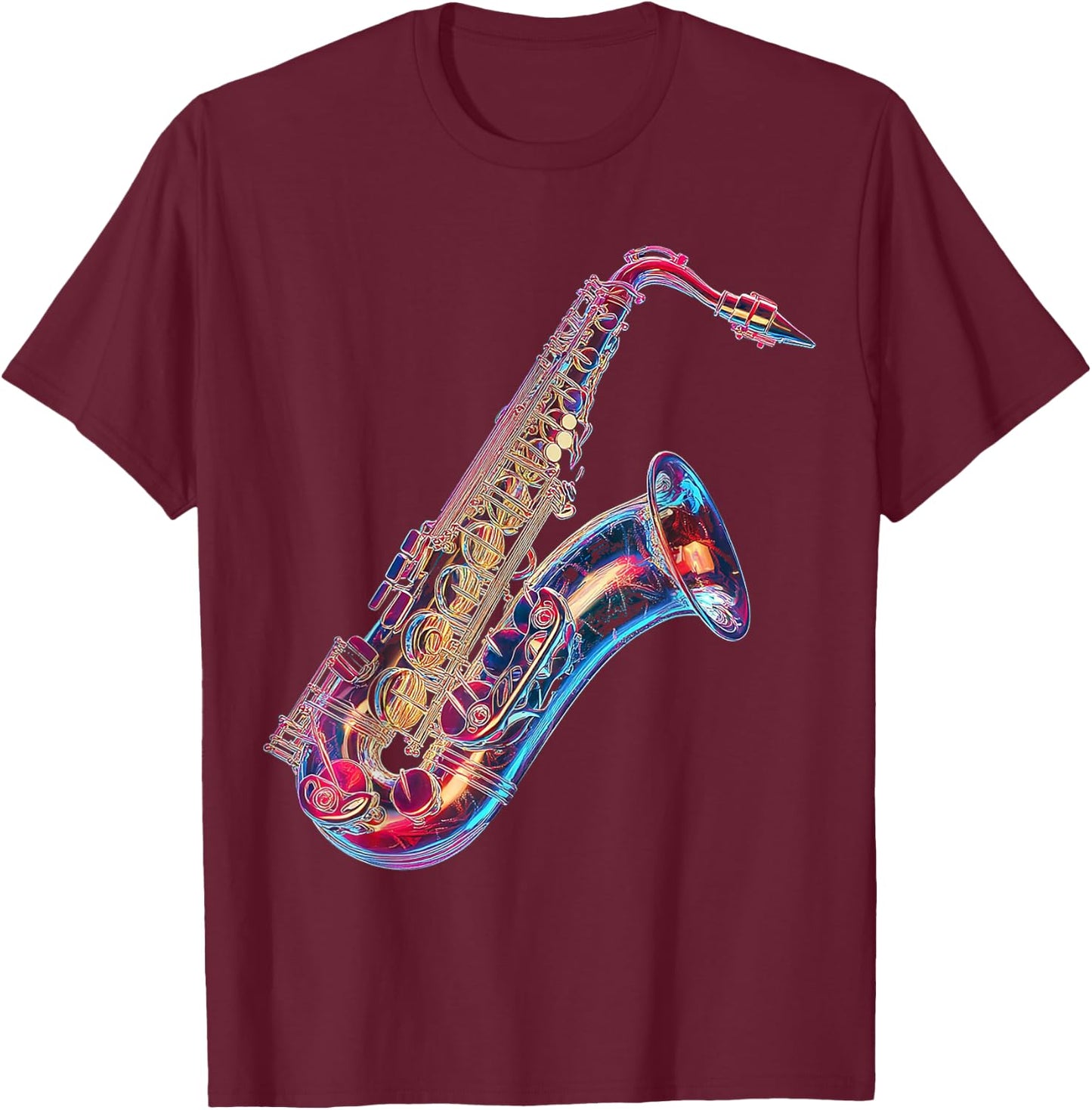 Saxophone Music Instrument Graphic Artwork Saxophone T-Shirt - T-Shirt | Maroon