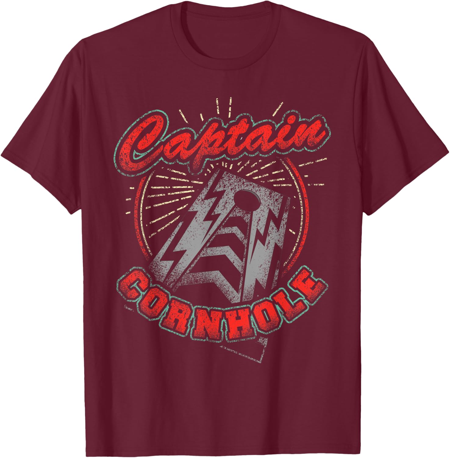 Captain Cornhole Funny T-Shirt - T-Shirt | Maroon
