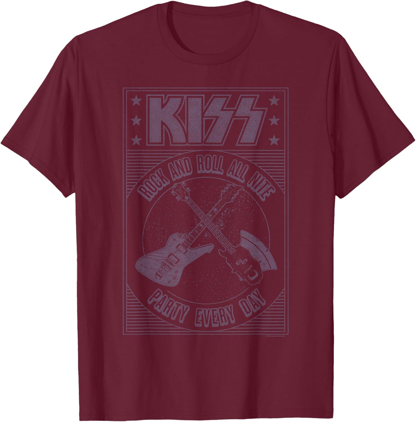 KISS Men's Black Party Sports T-Shirt - T-Shirt | Maroon