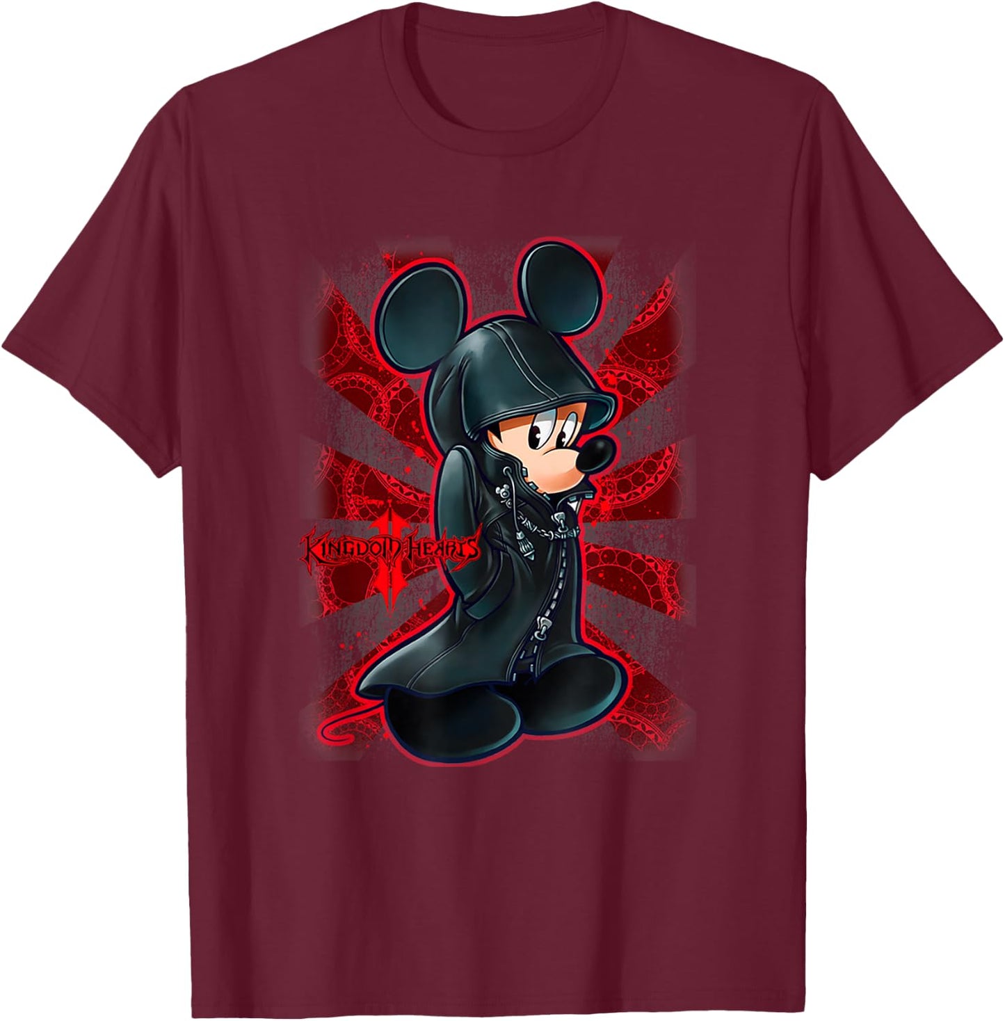 Disney Kingdom Hearts II Mysterious King Mickey Big Portrait T-Shirt - T-Shirt | Maroon