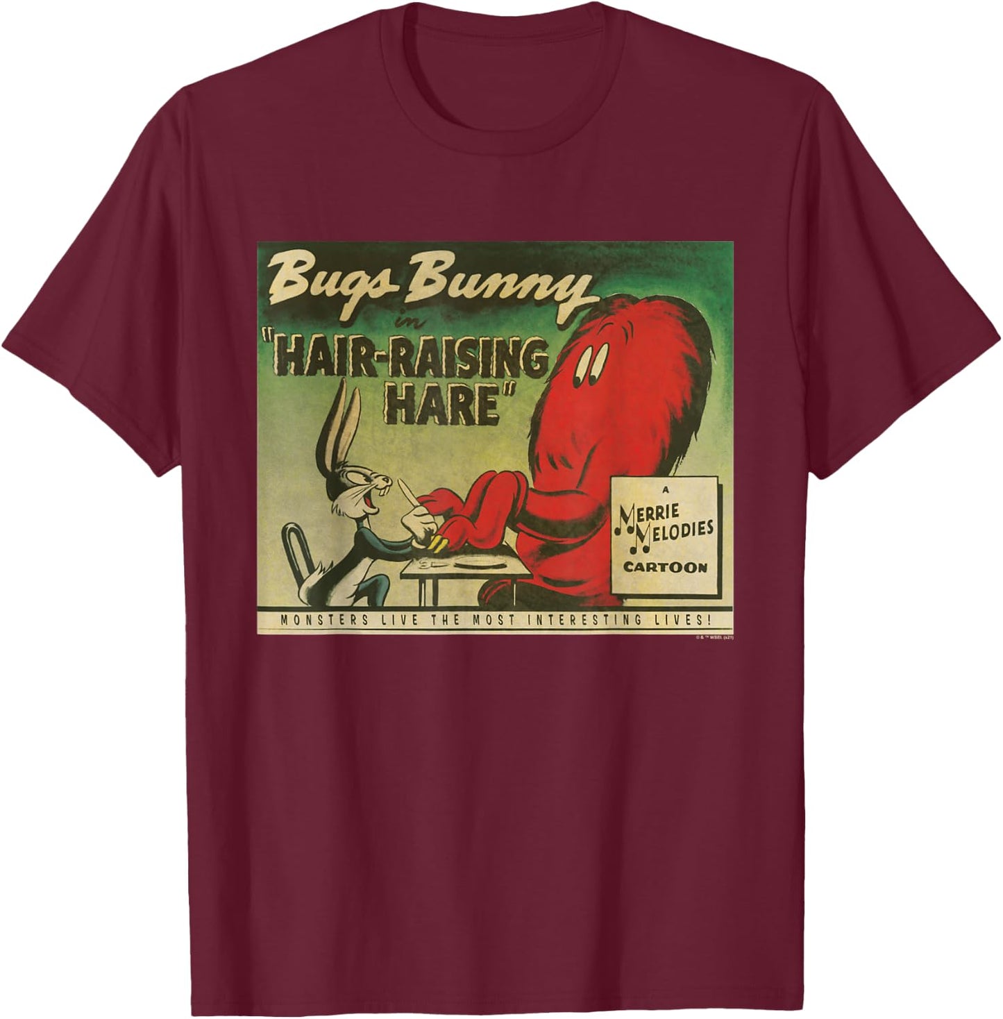 Looney Tunes Bugs Bunny Hair-Raising Hare T-Shirt - T-Shirt | Maroon